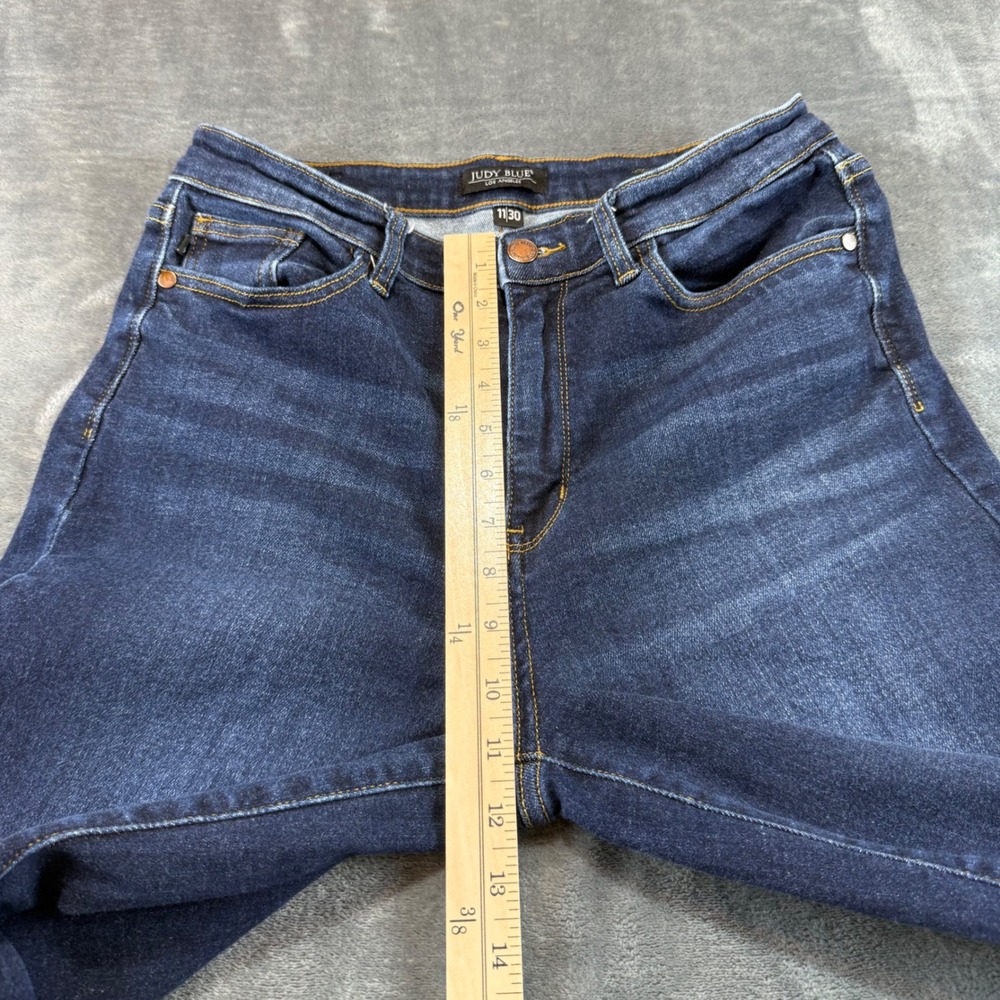 Judy Blue Wide Leg Raw Hem Jeans Dark Wash High Rise Size 11/30 High Rise - Picture 8 of 10